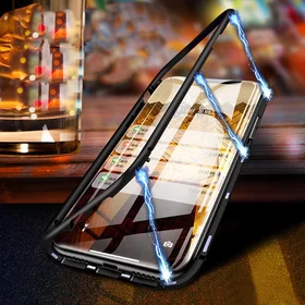 Husa cu Bumper Magnetic si Spate din Sticla Securizata pentru iPhone XR