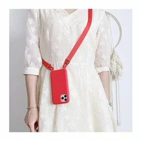 Husa din silicon cu snur textil pentru Huawei Y5P Red