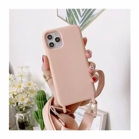 Husa din silicon cu snur textil pentru Huawei Y5P LightPink