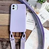 Husa din silicon cu snur textil pentru iPhone 12/ iPhone 12 Pro Lavender