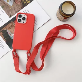Husa din silicon cu snur textil pentru iPhone 12 Pro Max Red
