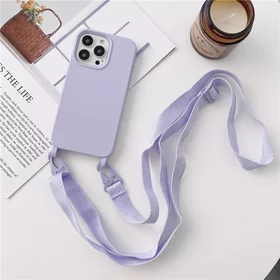 Husa din silicon cu snur textil pentru iPhone 12 Pro Max Lavender