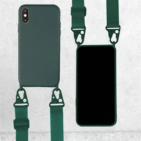 Husa din silicon cu snur textil pentru iPhone X/ iPhone XS Aqua Green 