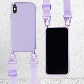 Husa din silicon cu snur textil pentru iPhone X/ iPhone XS Lavender