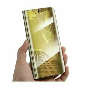 Husa Flip Mirror pentru Galaxy A12 Gold