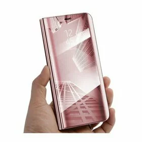 Husa Flip Mirror pentru Galaxy A8+ (2018) Rose Gold