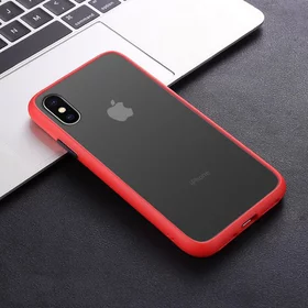 Husa mata cu bumper din silicon pentru iPhone X/XS Red