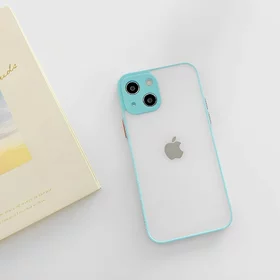 Husa Mily Case din silicon flexibil transparent si bumper colorat pentru iPhone 13 Mini Blue