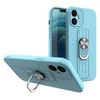 Husa Ring Silicone Case cu functie stand pentru iPhone 12 Mini Light Blue