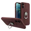 Husa Ring Silicone Case cu functie stand pentru iPhone 12 Mini Brown