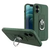 Husa Ring Silicone Case cu functie stand pentru iPhone 12 Mini Dark Green