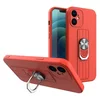 Husa Ring Silicone Case cu functie stand pentru iPhone 12 Mini Red