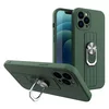 Husa Ring Silicone Case cu functie stand pentru iPhone 12 Pro Max Dark Green