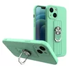 Husa Ring Silicone Case cu functie stand pentru iPhone 13 Mint