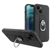 Husa Ring Silicone Case cu functie stand pentru iPhone 13 Mini Black