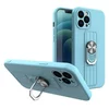 Husa Ring Silicone Case cu functie stand pentru iPhone 13 Pro Light Blue