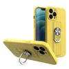 Husa Ring Silicone Case cu functie stand pentru iPhone 13 Pro Yellow