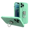 Husa Ring Silicone Case cu functie stand pentru iPhone 13 Pro Max Mint