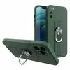 Husa Ring Silicone Case cu functie stand pentru Samsung Galaxy S21 5G Dark Green