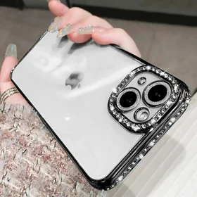 Husa transparenta Luxury Diamond Glitter pentru iPhone 13 Black
