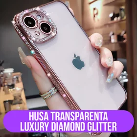 Husa transparenta Luxury Diamond Glitter pentru iPhone 14