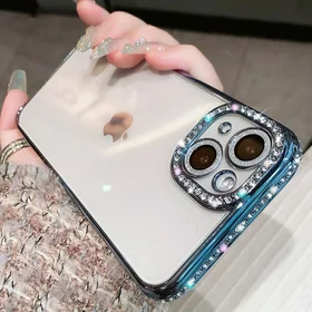 Husa transparenta Luxury Diamond Glitter pentru iPhone 14 Plus Sierra Blue