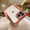 Husa transparenta Luxury Diamond Glitter pentru iPhone 14 Pro Pink