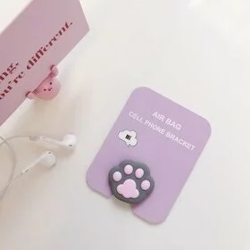 Suport stand adeziv pentru telefon model desen animat sub forma de Urma de pisica pe gri