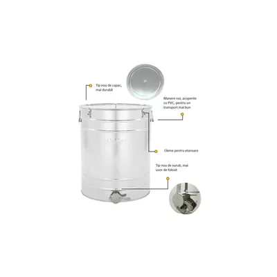 Maturator din inox, 300 l, canea inox, cleme prindere capac si garnitura silicon, manere, Classic Line