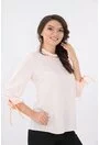 Bluza alba cu buline corai