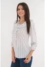 Bluza alba cu dungi albastre si volanase