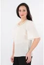 Bluza alba din bumbac cu fir lame auriu