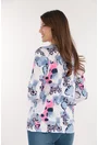 Bluza alba din vascoza cu imprimeu abstract roz-bleu