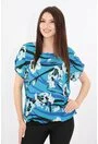 Bluza albastra cu print floral maxi