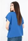 Bluza albastra din bumbac cu buzunar aplicat