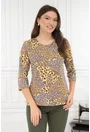 Bluza bej cu imprimeu abstract galben