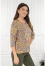 Bluza bej cu imprimeu abstract galben