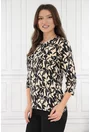 Bluza bej cu imprimeu floral negru
