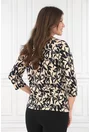 Bluza bej cu imprimeu floral negru