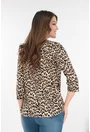 Bluza bej din bumbac cu animal print