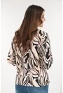 Bluza bej din vascoza cu imprimeu abstract negru