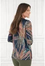 Bluza bleumarin cu print geometric si insertii aurii
