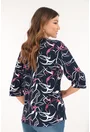Bluza bleumarin din bumbac cu print abstract roz-alb