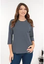 Bluza bleumarin din vascoza cu dungi fine albe