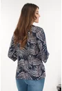 Bluza bleumarin din vascoza cu imprimeu abstract crem