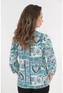 Bluza cu imprimeu geometric-floral vernil