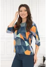 Bluza cu imprimeu geometric galben-albastru