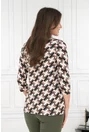 Bluza cu imprimeu geometric maro-bej