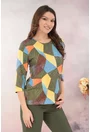 Bluza cu imprimeu geometric multicolor
