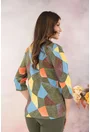 Bluza cu imprimeu geometric multicolor